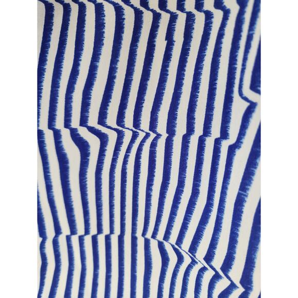 Banana Republic Elise Flutter Striped Blouse Medium Royal Blue Tie Neck Nautical - Picture 6 of 7